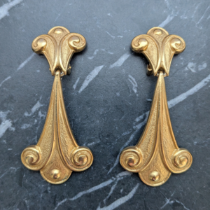 Vintage Statement Antique Gold Finish Dangle Drop Earrings