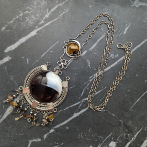 Vintage Peruvian Style Necklace With Tigers Eye Beads