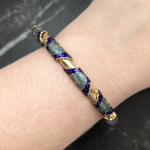 Vintage Cloisonne Blue Butterfly Bangle
