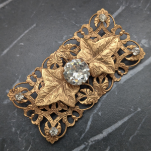 Vintage Art Deco Czech Filigree Brooch With Ivy Leaf Design