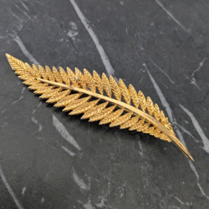 Vintage Long Elegant Gold Plated Leaf Brooch