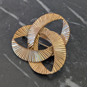 Vintage Gold Tone Textured Celtic Knot Brooch 1950s