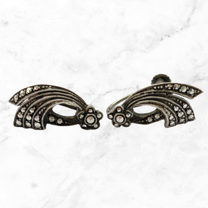 Vintage Art Deco Sterling Silver and Marcasite Shooting Star Earrings