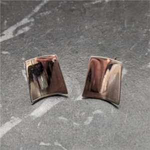 Vintage Sterling Silver Curved Rectangle Stud Earrings