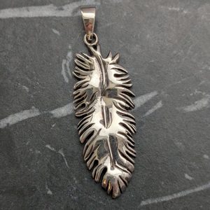 Vintage sterling Silver Feather Pendant