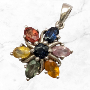 Sterling Silver and Spinel Flower Pendant