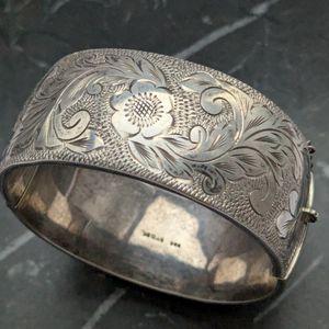 Vintage Sterling Silver Engraved Bangle