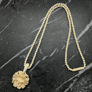 Vintage Hand Carved Rose Pendant Necklace