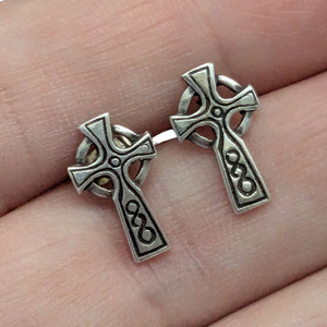 Vintage Sterling Silver Celtic Cross Stud Earrings