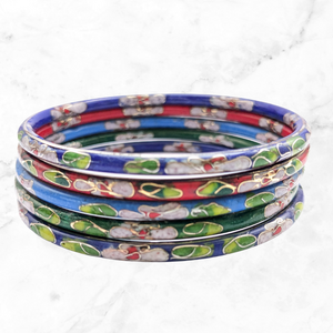 Vintage Colourful Skinny Cloisonne Stacking Bangles