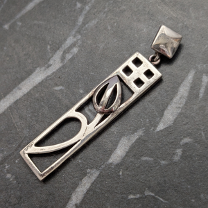 Vintage Sterling Silver Rectangular Pendant Rennie Mackintosh Style