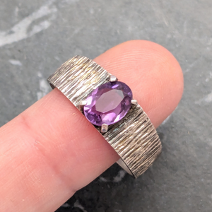 Vintage Sterling Silver and Amethyst Ring With London Hallmarks
