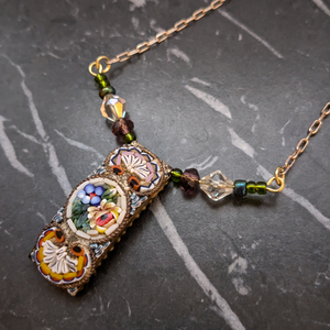 Upcycled Vintage Italian Micro Mosaic Necklace