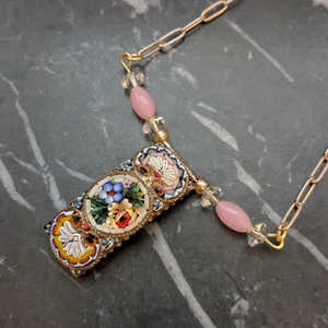 Upcycled Vintage Italian Micro Mosaic Necklace
