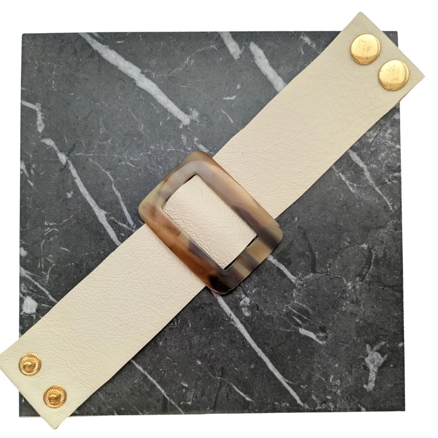 Vintage Brown Belt Buckle Leather Bracelet - Image 4