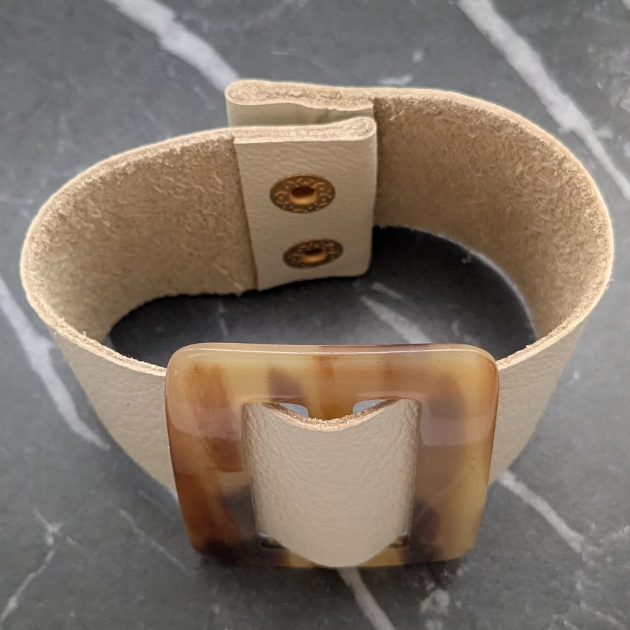 Vintage Brown Belt Buckle Leather Bracelet - Image 5
