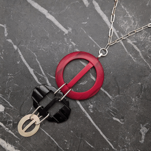 Vintage Red Belt Buckle Drop Necklace