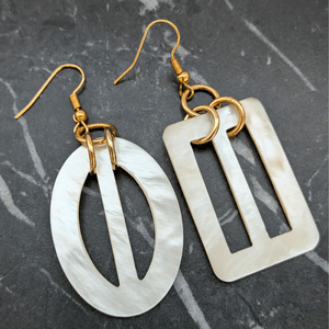 Vintage Mother of Pearl Belt Buckle Earrings