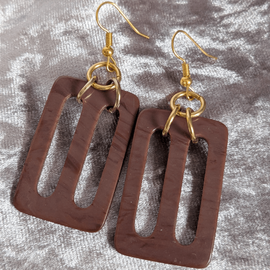 Vintage Belt Buckle Drop Earrings - Image 2