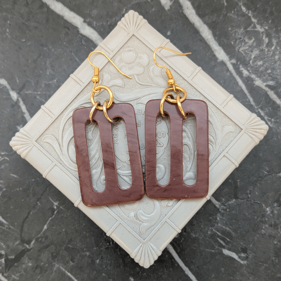 Vintage Belt Buckle Drop Earrings - Image 3