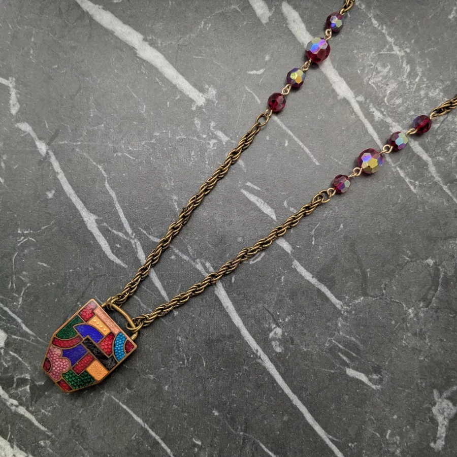 Art Deco Enamelled Belt Buckle Necklace