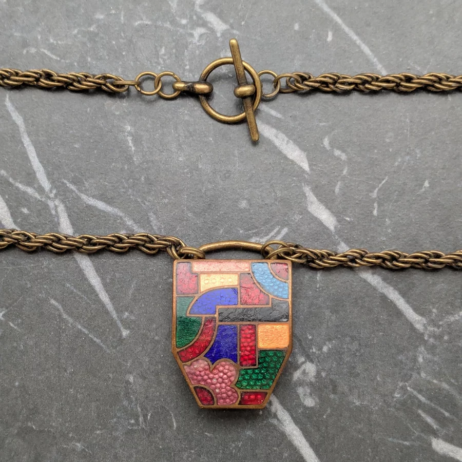 Art Deco Enamelled Belt Buckle Necklace - Image 3