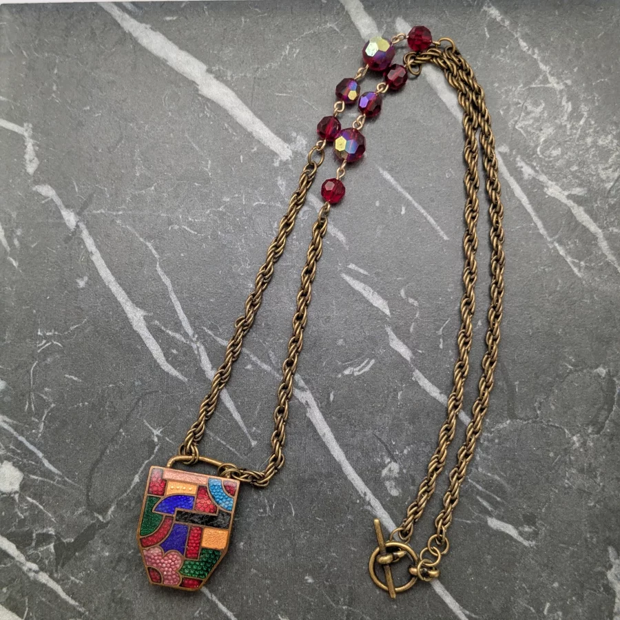 Art Deco Enamelled Belt Buckle Necklace - Image 4