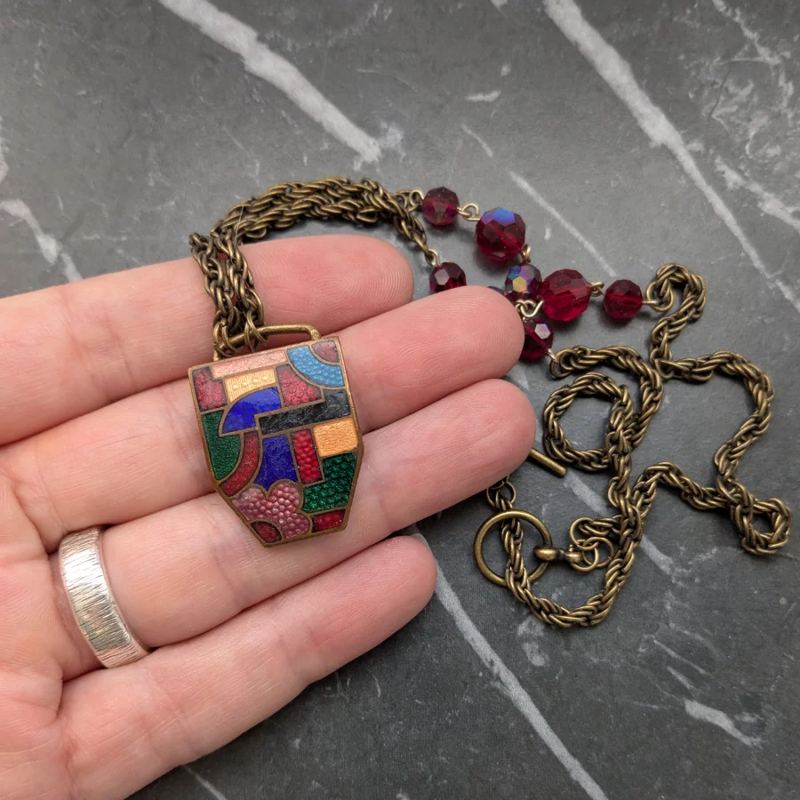 Art Deco Enamelled Belt Buckle Necklace - Image 5