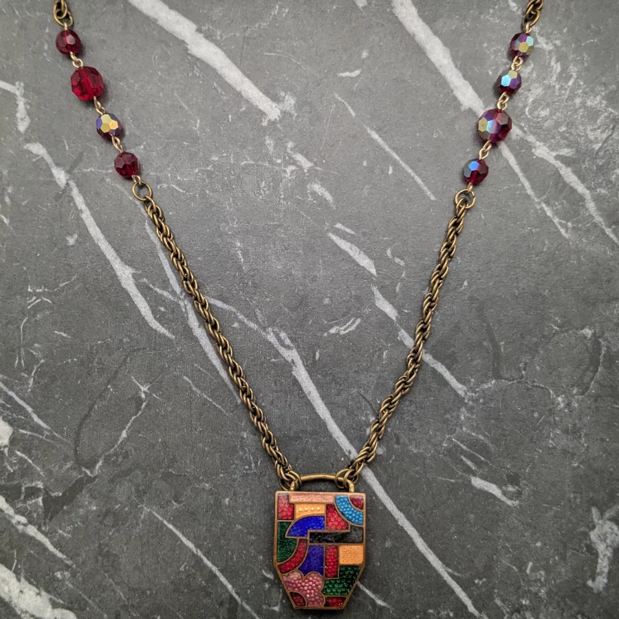 Art Deco Enamelled Belt Buckle Necklace - Image 6