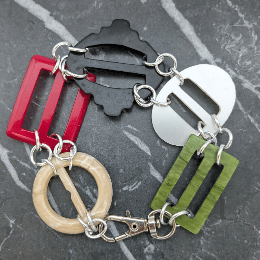 Vintage Red Multi Belt Buckle Bracelet