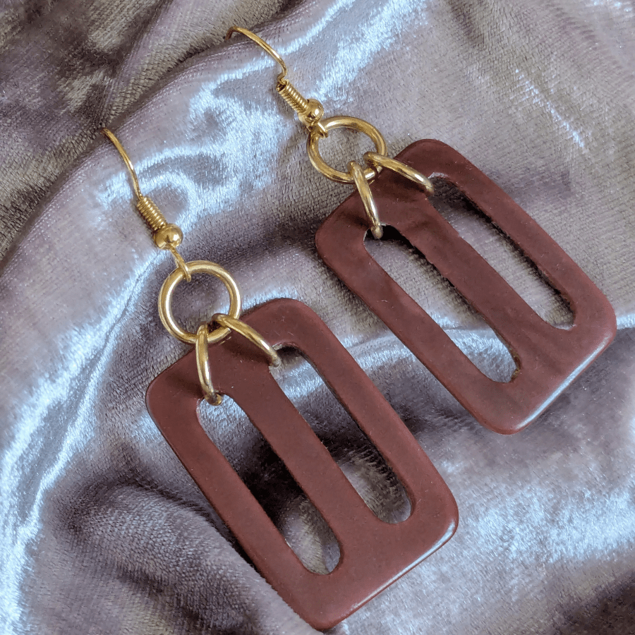 Vintage Belt Buckle Drop Earrings - Image 5