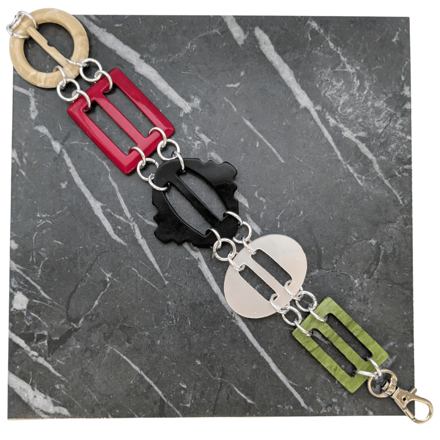 Vintage Red Multi Belt Buckle Bracelet - Image 4