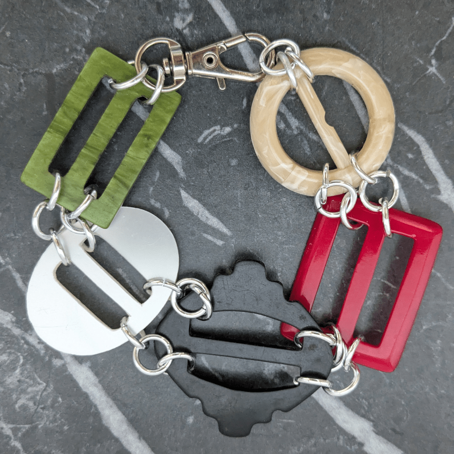 Vintage Red Multi Belt Buckle Bracelet - Image 7