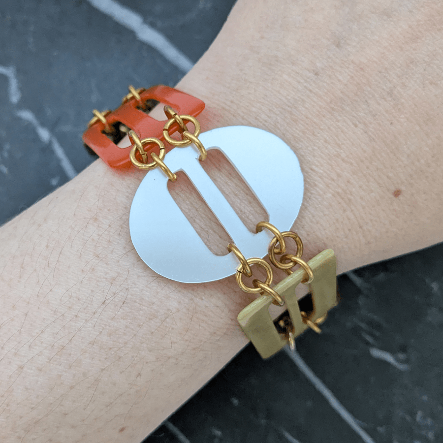 Vintage Orange Multi Belt Buckle Bracelet - Image 2