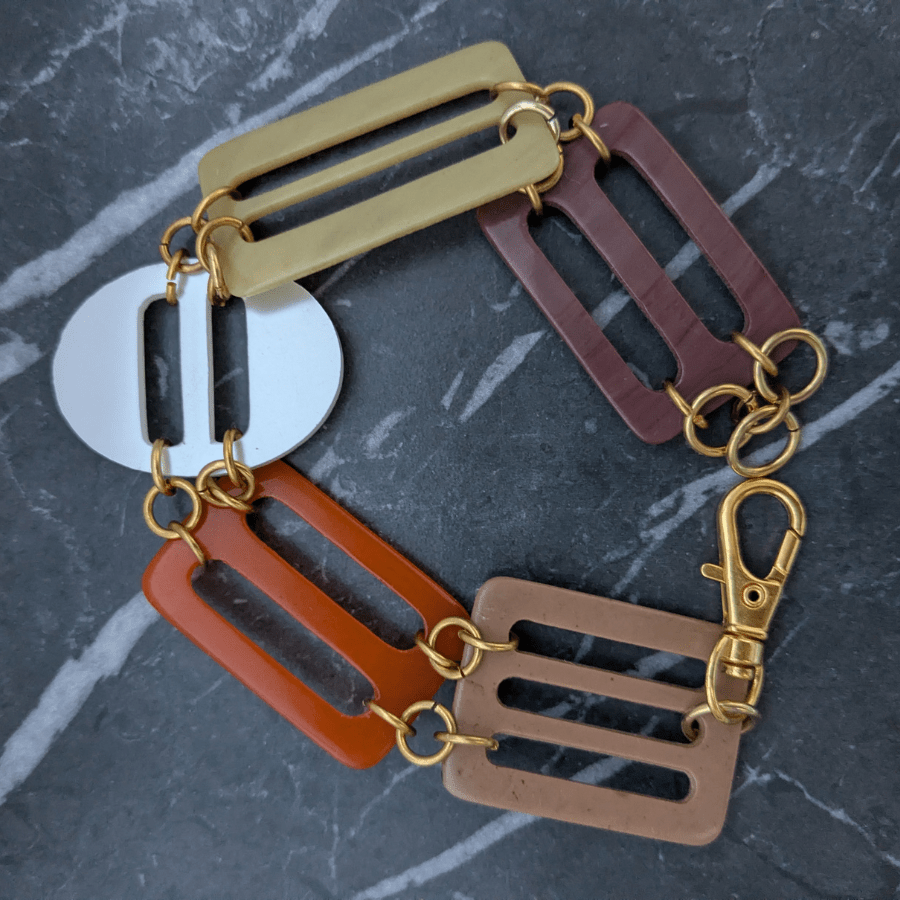 Vintage Orange Multi Belt Buckle Bracelet