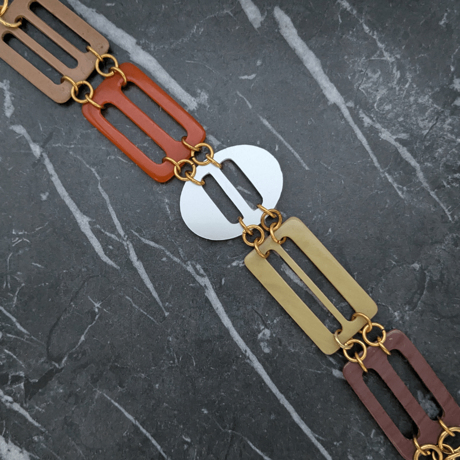 Vintage Orange Multi Belt Buckle Bracelet - Image 3