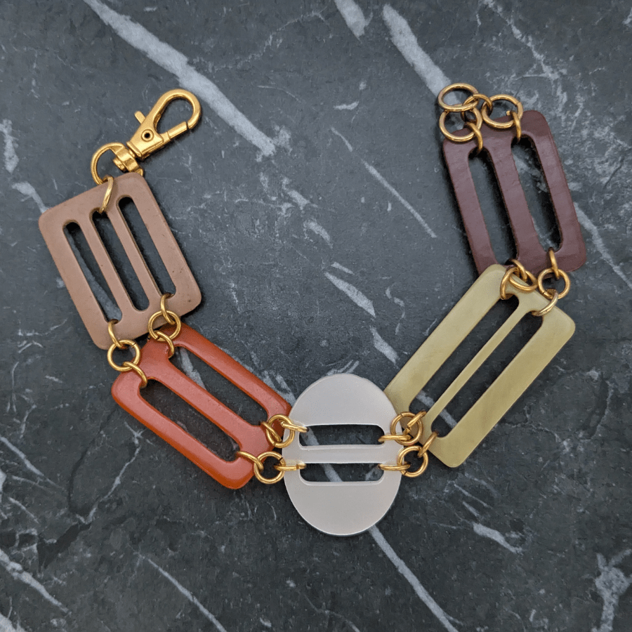 Vintage Orange Multi Belt Buckle Bracelet - Image 5