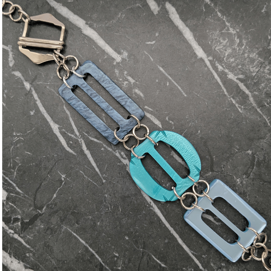 Vintage Blue Multi Belt Buckle Bracelet - Image 2