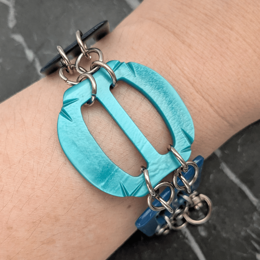 Vintage Blue Multi Belt Buckle Bracelet - Image 3