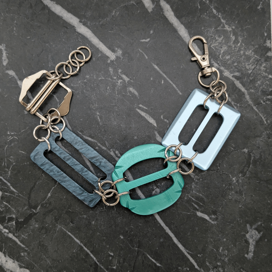 Vintage Blue Multi Belt Buckle Bracelet - Image 5