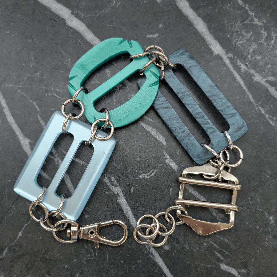 Vintage Blue Multi Belt Buckle Bracelet