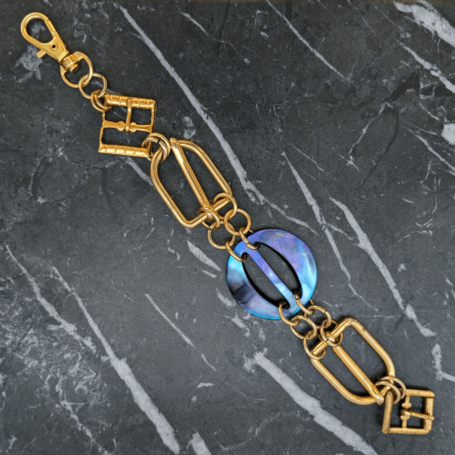 Belt Buckle Bracelet With Blue Mother Of Pearl - Image 3