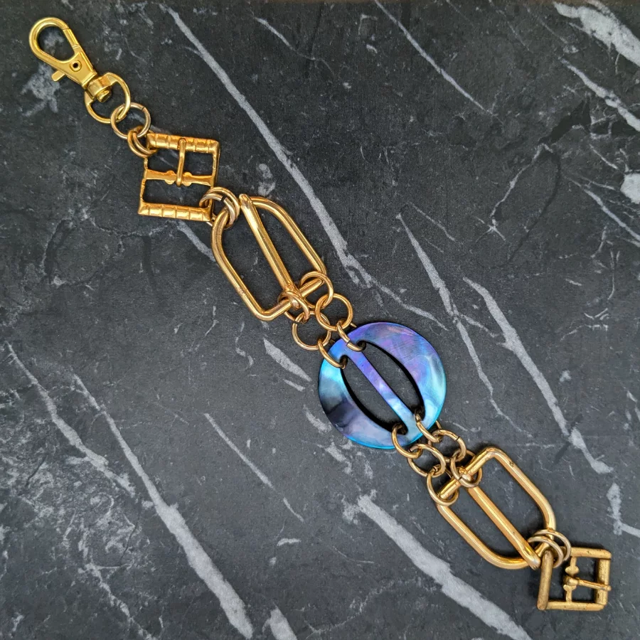 Belt Buckle Bracelet With Blue Mother Of Pearl - Image 3