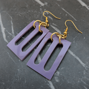 Vintage Purple Belt Buckle Drop Earrings