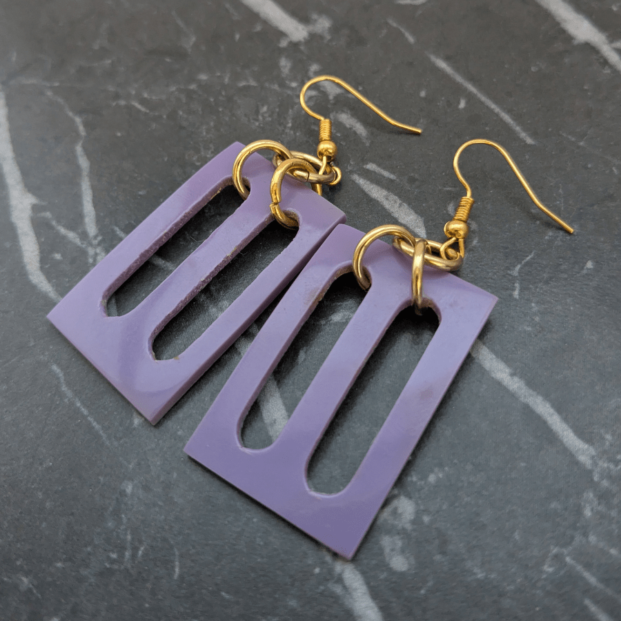 Vintage Purple Belt Buckle Drop Earrings