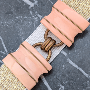 Art Deco Peach and Gold Belt Buckle Choker