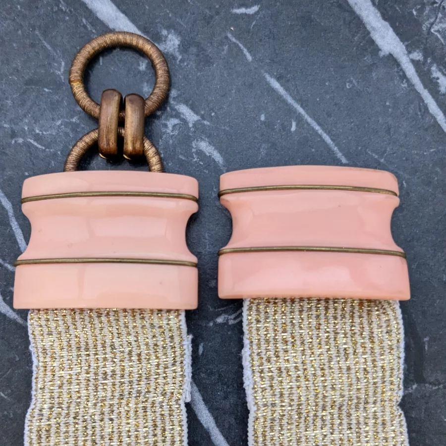 Art Deco Peach and Gold Belt Buckle Choker - Image 2