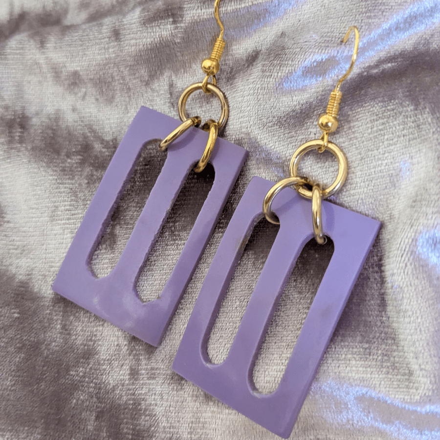 Vintage Purple Belt Buckle Drop Earrings - Image 4