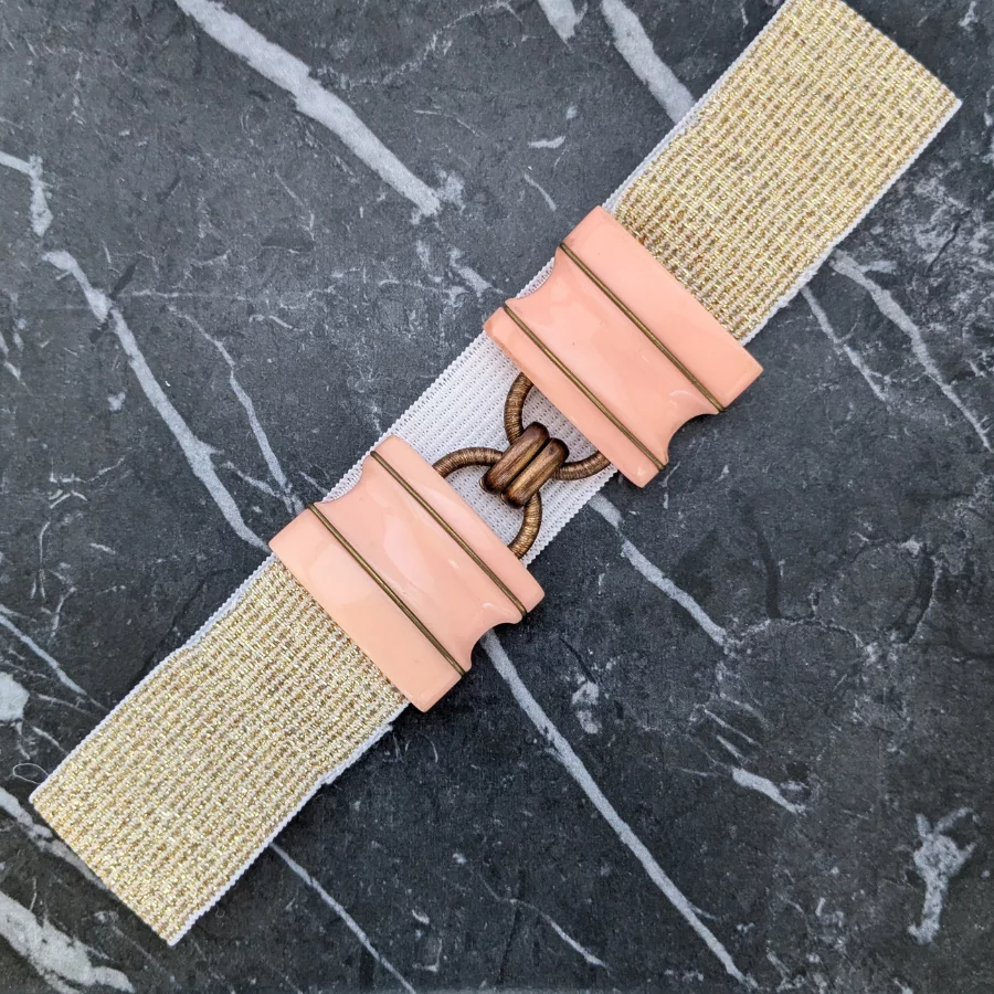 Art Deco Peach and Gold Belt Buckle Choker - Image 5