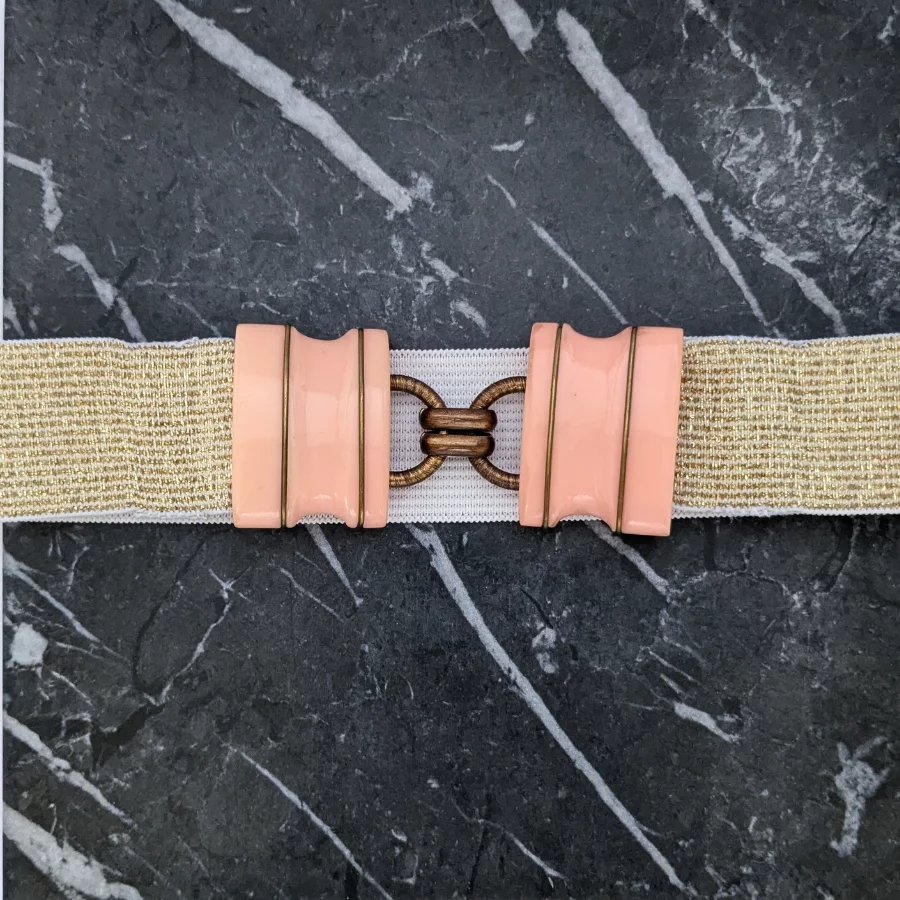 Art Deco Peach and Gold Belt Buckle Choker - Image 6